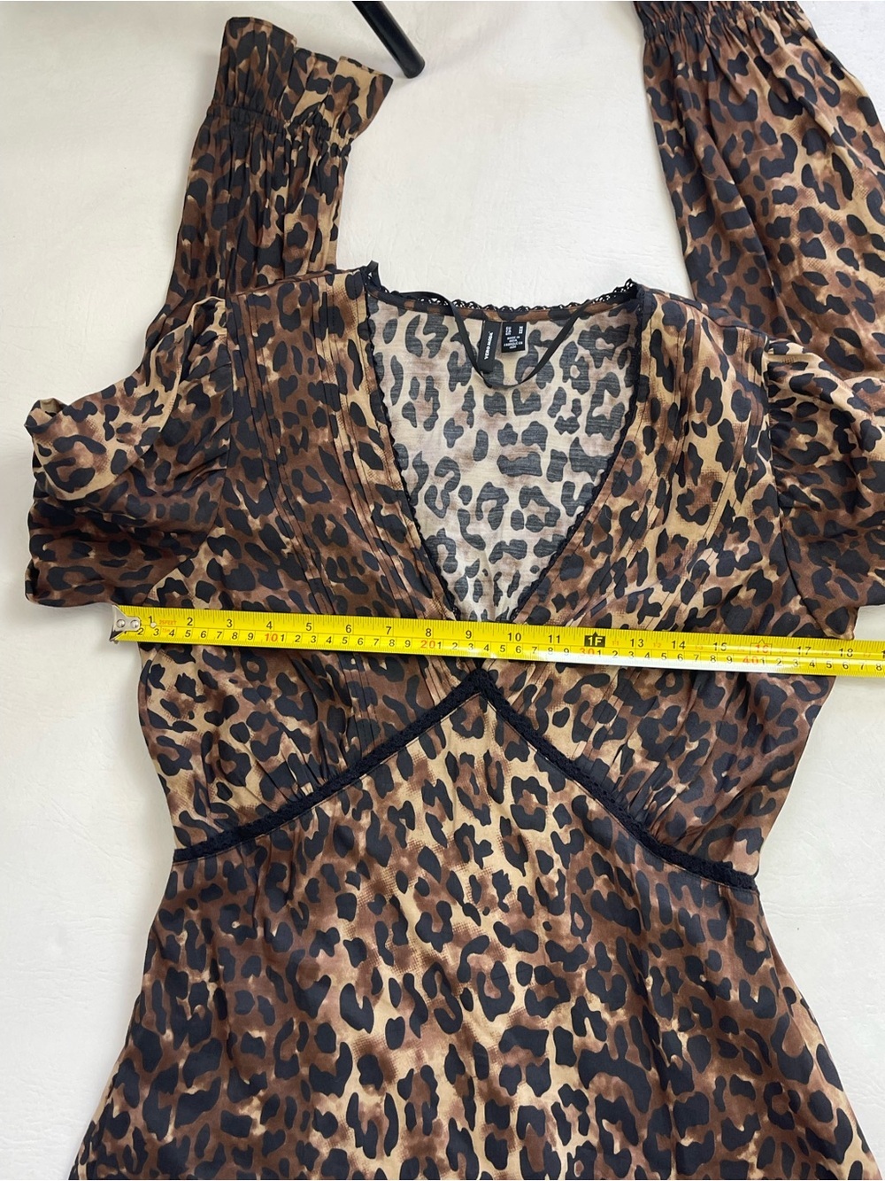 Vero Moda VMWILD Leopard Print V-Neck Long Sleeve Mini Dress M - Picture 6 of 10